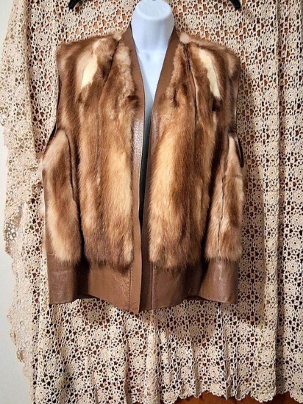Vintage Mink And Leather Vest